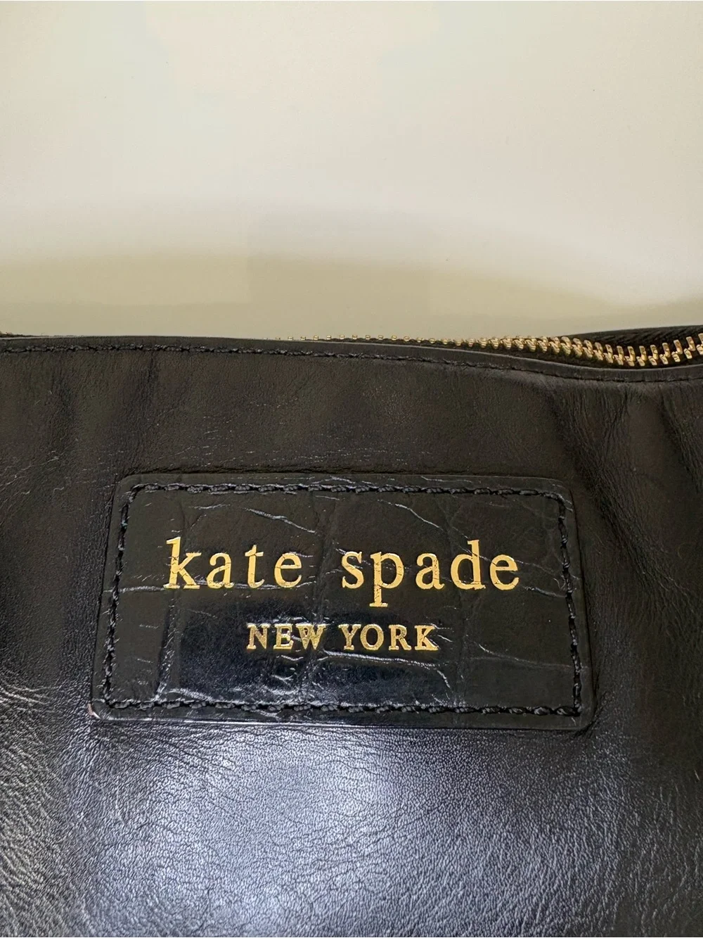 Kate Spade New York Black Leather Shoulder Bag Polka Dot Lining